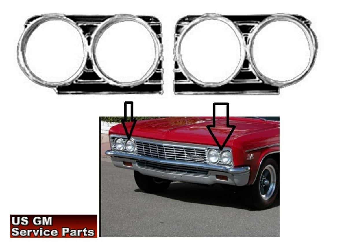 66 Chev Impala Headlamp Bezels (Pr)